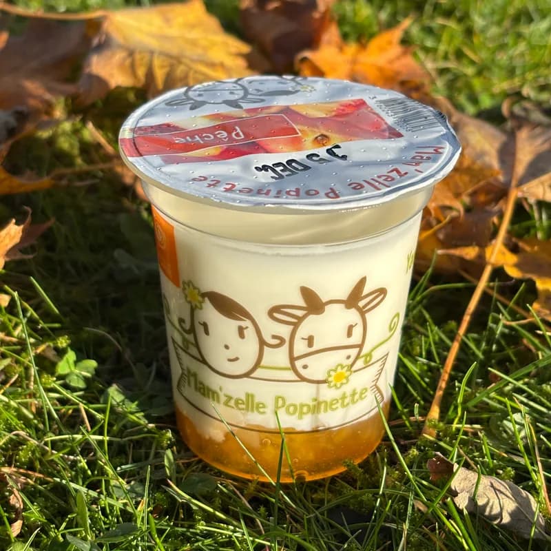 BRASSE SUR LIT DE FRUIT : PECHE - yaourt fermier Mam'zelle Popinette