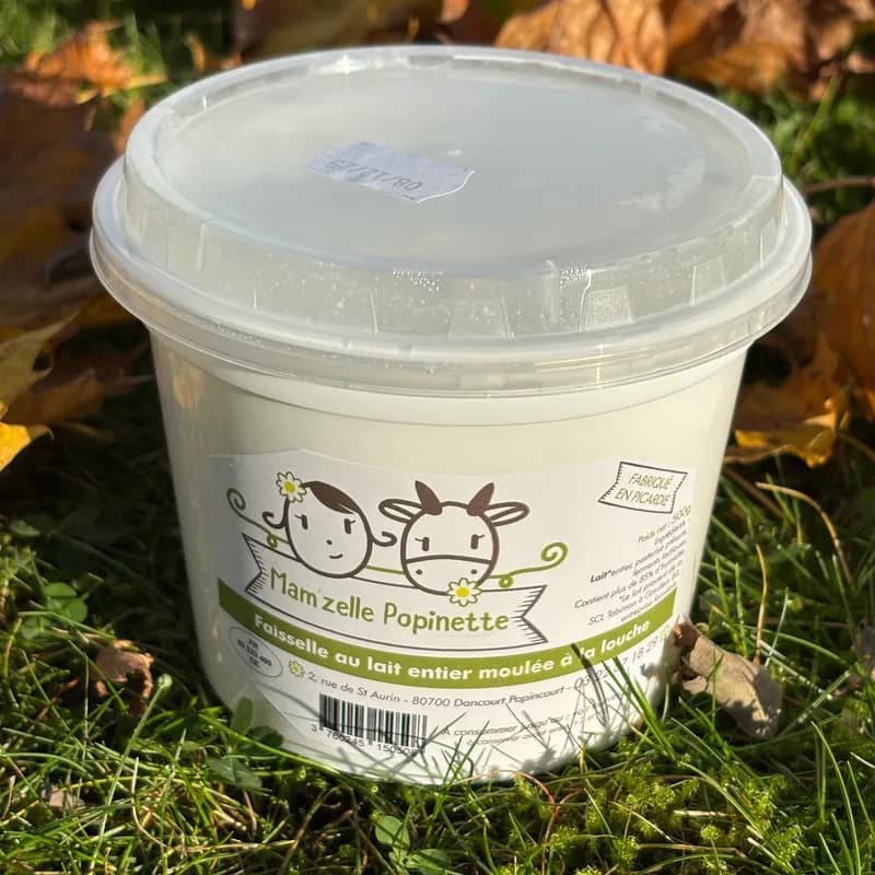FAISSELLE AU LAIT ENTIER PASTEURISE 500g - yaourt fermier Mam'zelle Popinette