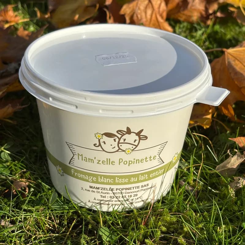 FROMAGE BLANC LISSE AU LAIT ENTIER 500g - yaourt fermier Mam'zelle Popinette